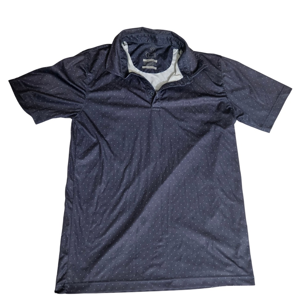 Swannies Mens Performance Golf Polo Shirt Navy Blue Micro Dot Size Medium